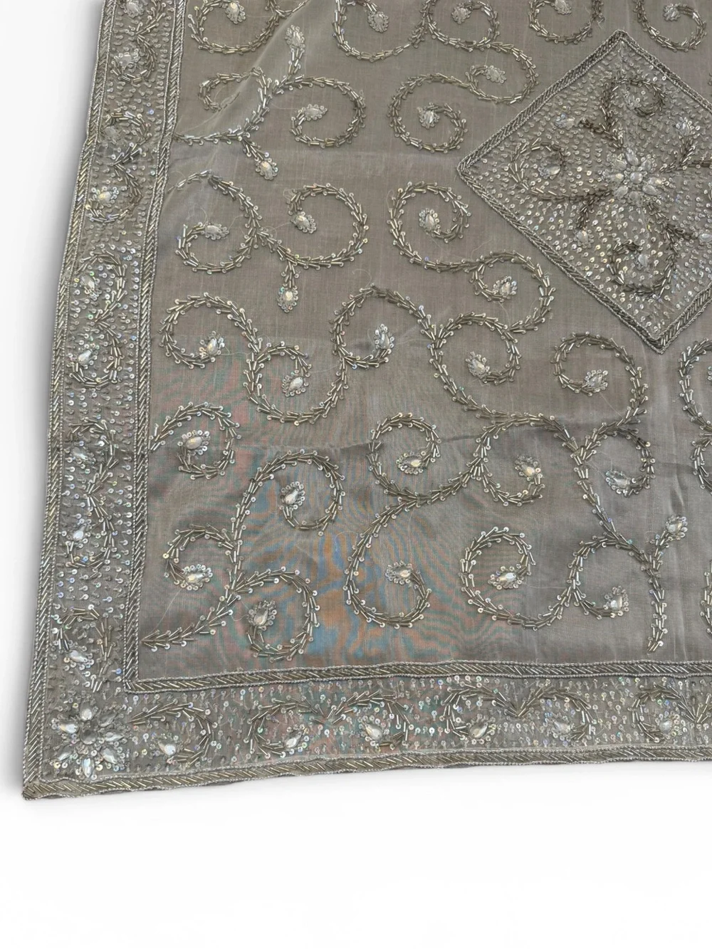 Nakashi White Embroidered Sheer Table Top